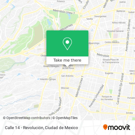 Calle 14 - Revolución map