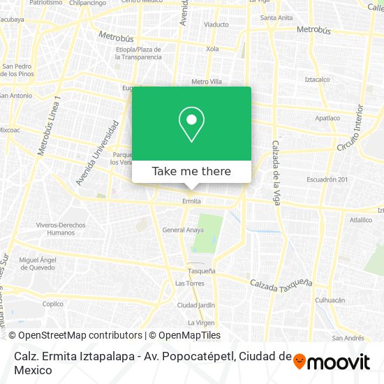 Calz. Ermita Iztapalapa - Av. Popocatépetl map