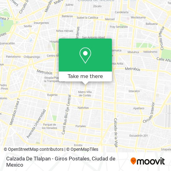 Calzada De Tlalpan - Giros Postales map
