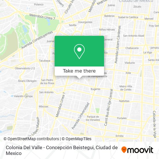 Colonia Del Valle - Concepción Beistegui map