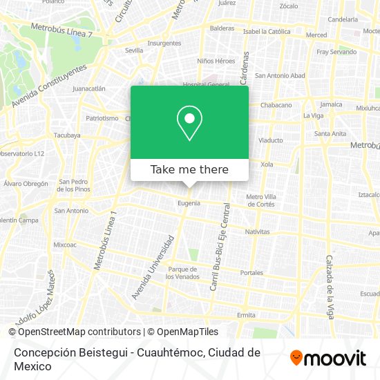 Mapa de Concepción Beistegui - Cuauhtémoc