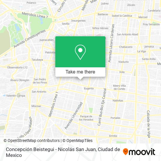 Concepción Beistegui - Nicolás San Juan map