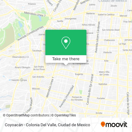 Coyoacán - Colonia Del Valle map