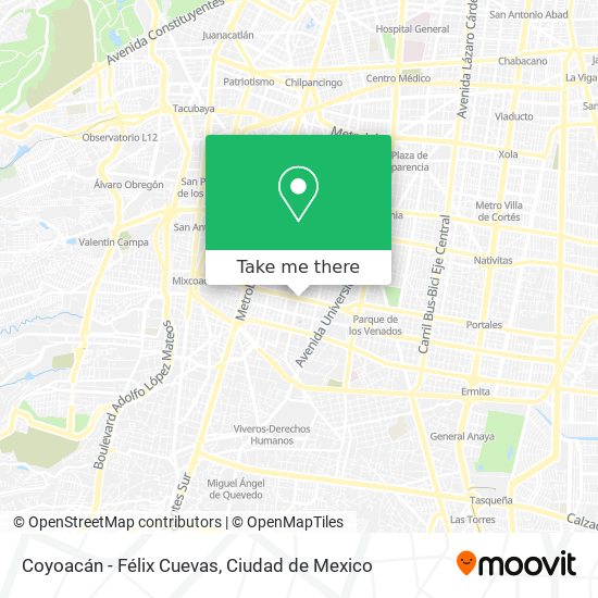 Coyoacán - Félix Cuevas map