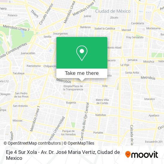 Eje 4 Sur Xola - Av. Dr. José Maria Vertiz map