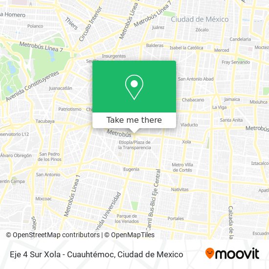 Eje 4 Sur Xola - Cuauhtémoc map