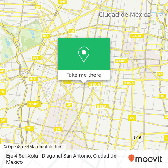Mapa de Eje 4 Sur Xola - Diagonal San Antonio