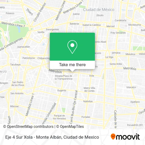 Mapa de Eje 4 Sur Xola - Monte Albán