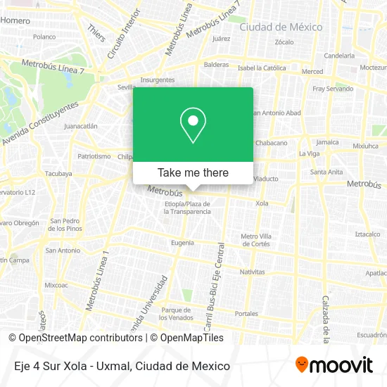 Mapa de Eje 4 Sur Xola - Uxmal