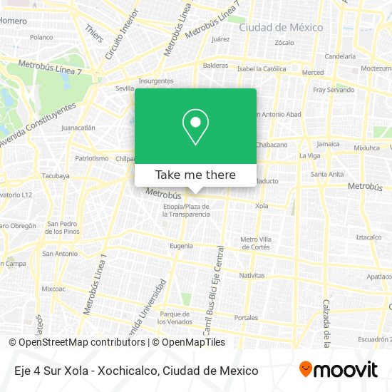 Eje 4 Sur Xola - Xochicalco map
