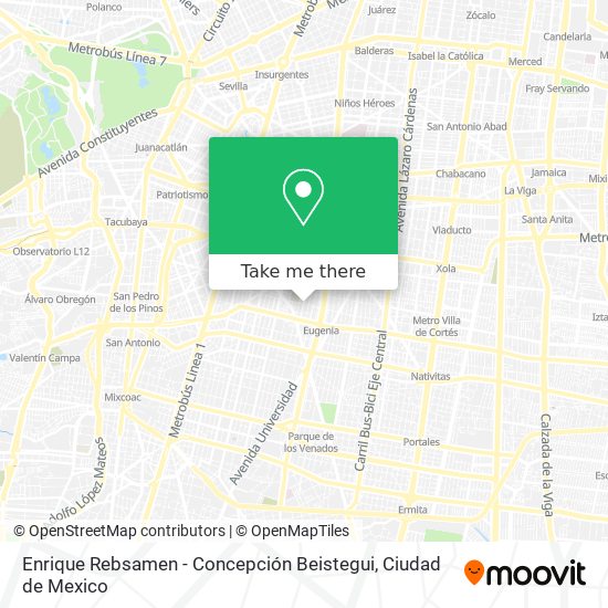 Enrique Rebsamen - Concepción Beistegui map