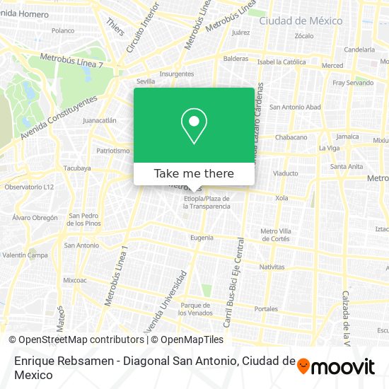 Enrique Rebsamen - Diagonal San Antonio map