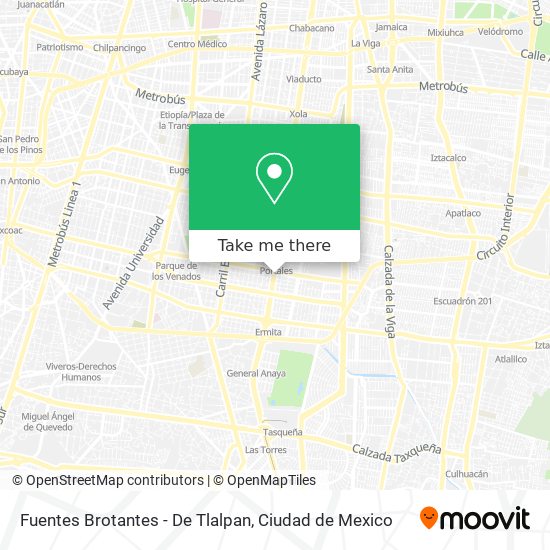 Mapa de Fuentes Brotantes - De Tlalpan