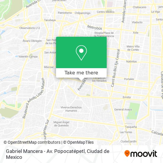 Mapa de Gabriel Mancera - Av. Popocatépetl