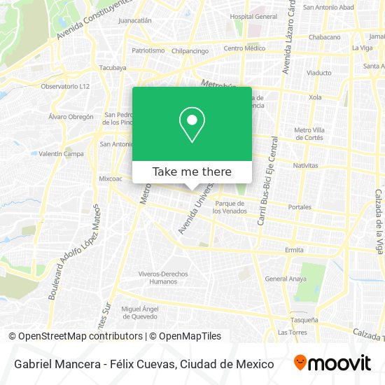 Gabriel Mancera - Félix Cuevas map