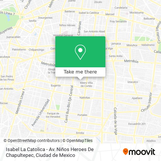 Isabel La Catolica - Av. Niños Heroes De Chapultepec map