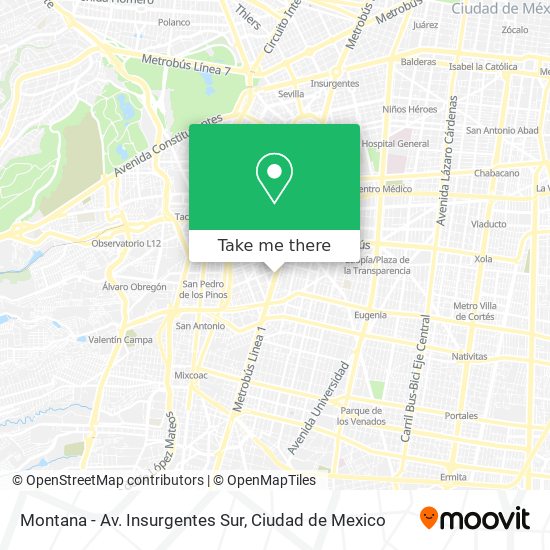 Montana - Av. Insurgentes Sur map