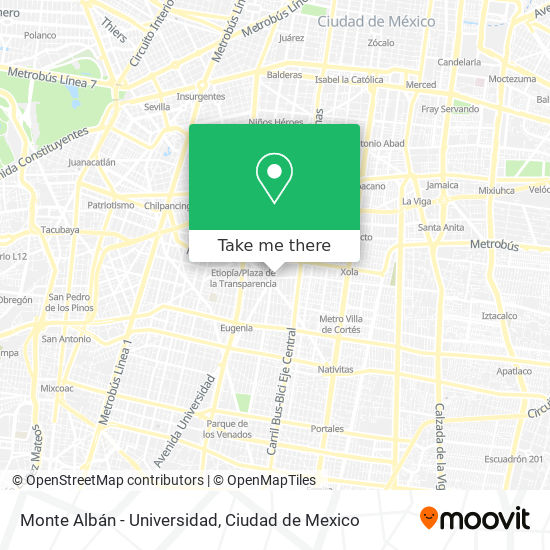 Monte Albán - Universidad map