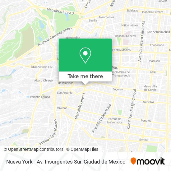 Nueva York - Av. Insurgentes Sur map