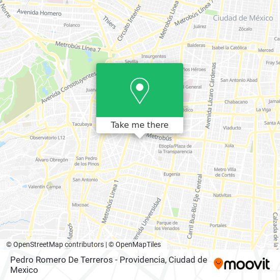 Pedro Romero De Terreros - Providencia map