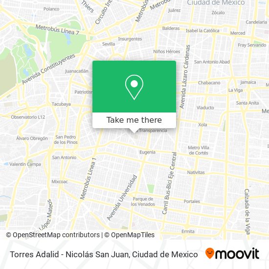 Torres Adalid - Nicolás San Juan map