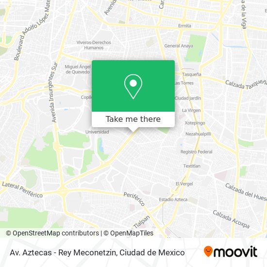 Av. Aztecas - Rey Meconetzin map