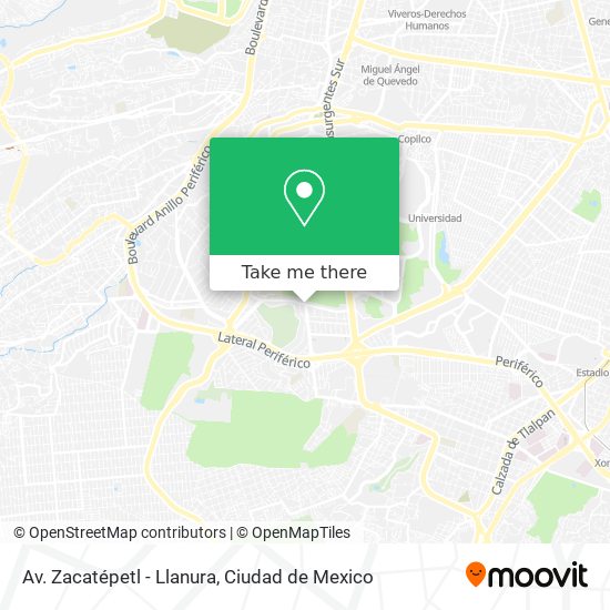 Av. Zacatépetl - Llanura map