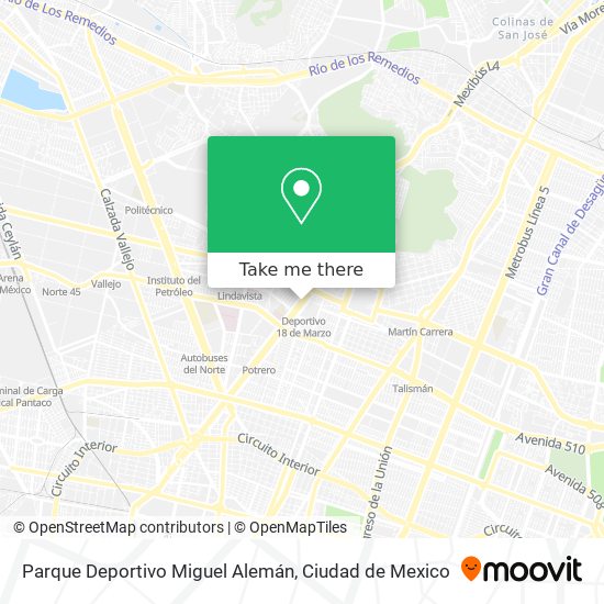 Parque Deportivo Miguel Alemán map