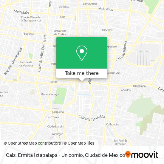 Calz. Ermita Iztapalapa - Unicornio map