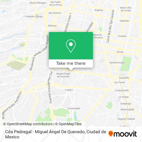 Mapa de Cda Pedregal - Miguel Ángel De Quevedo