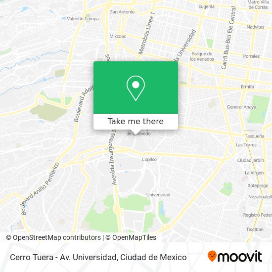 Cerro Tuera - Av. Universidad map