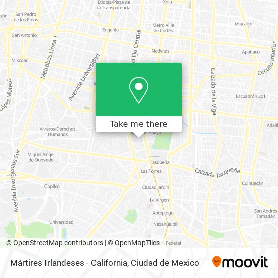 Mártires Irlandeses - California map