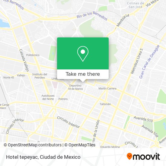 Hotel tepeyac map