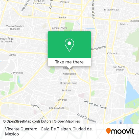 Vicente Guerrero - Calz. De Tlalpan map