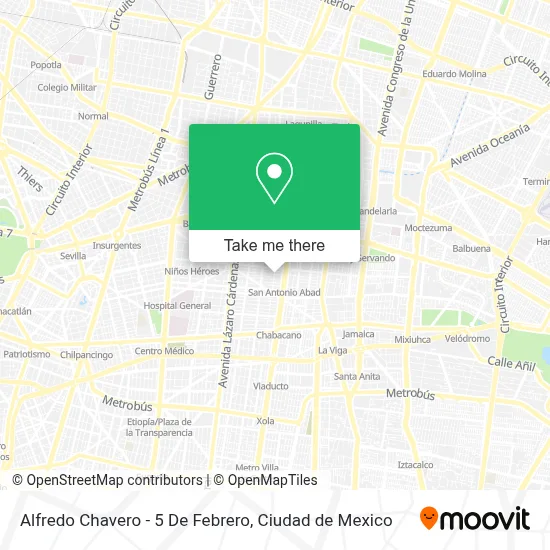 Alfredo Chavero - 5 De Febrero map