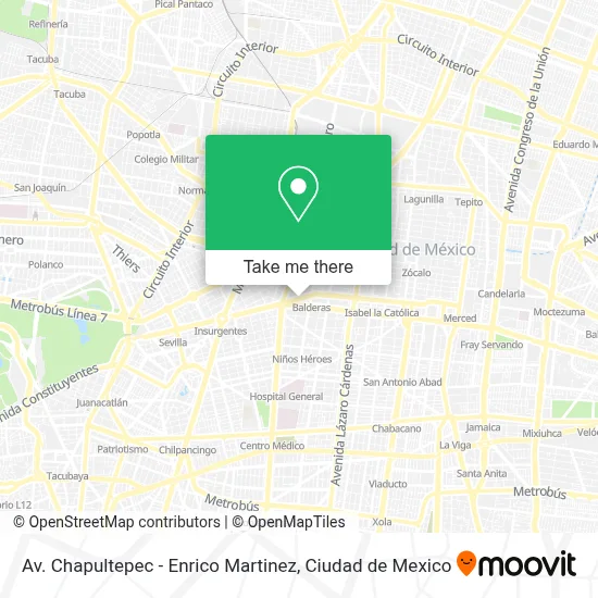 Av. Chapultepec - Enrico Martinez map