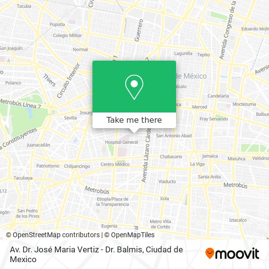 Av. Dr. José Maria Vertiz - Dr. Balmis map