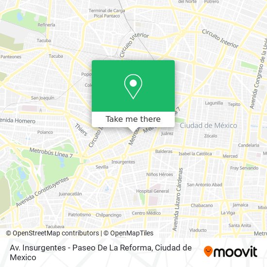 Mapa de Av. Insurgentes - Paseo De La Reforma
