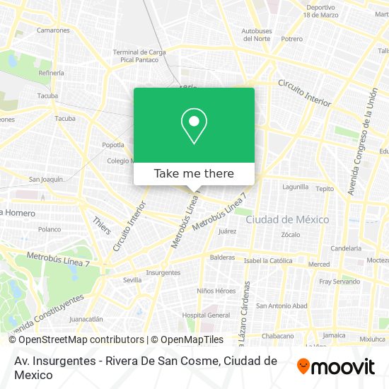 Mapa de Av. Insurgentes - Rivera De San Cosme