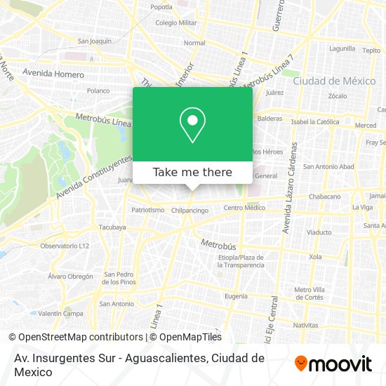 Av. Insurgentes Sur - Aguascalientes map