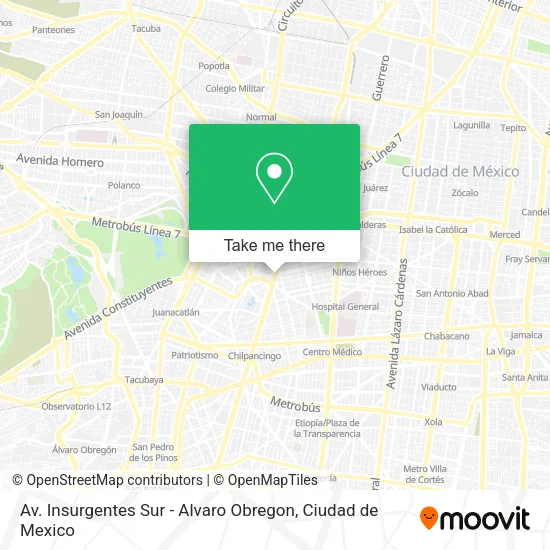 Av. Insurgentes Sur - Alvaro Obregon map