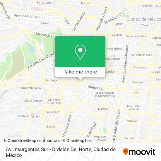 Mapa de Av. Insurgentes Sur - División Del Norte