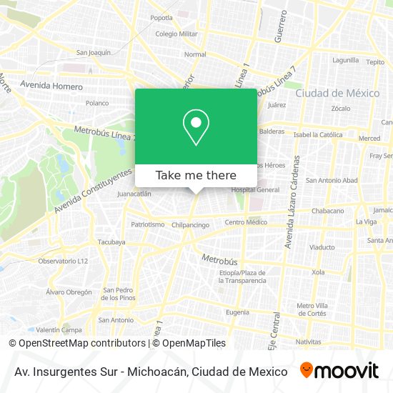 Av. Insurgentes Sur - Michoacán map