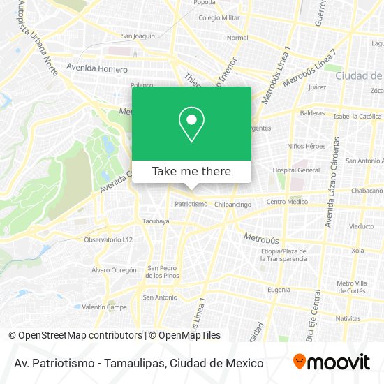 Av. Patriotismo - Tamaulipas map