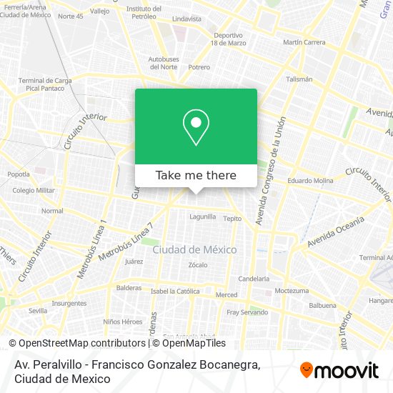 Av. Peralvillo - Francisco Gonzalez Bocanegra map