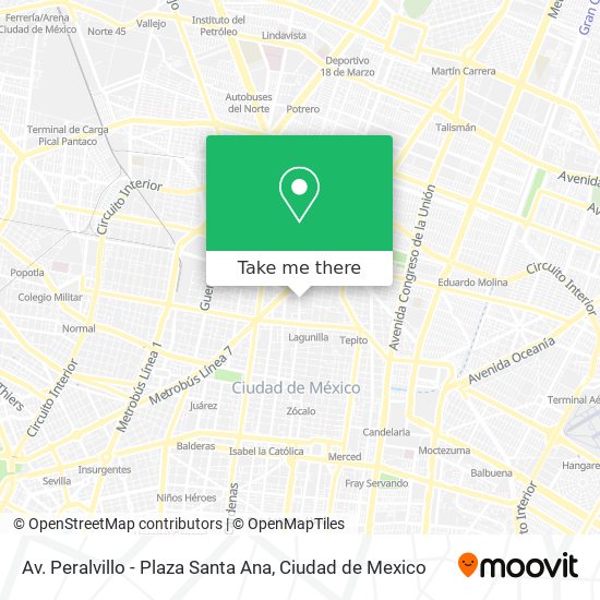 Av. Peralvillo - Plaza Santa Ana map