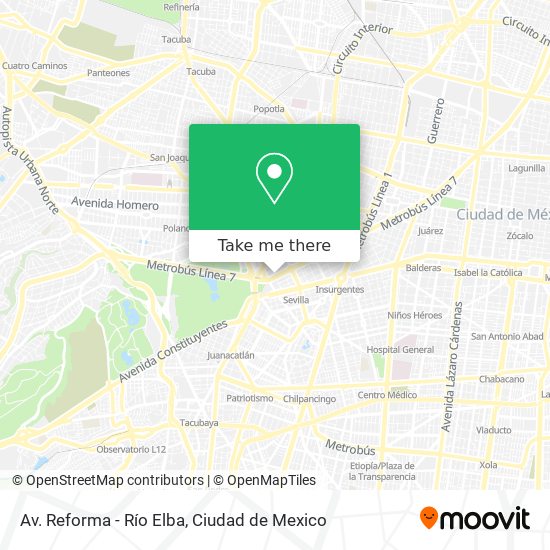 Mapa de Av. Reforma - Río Elba