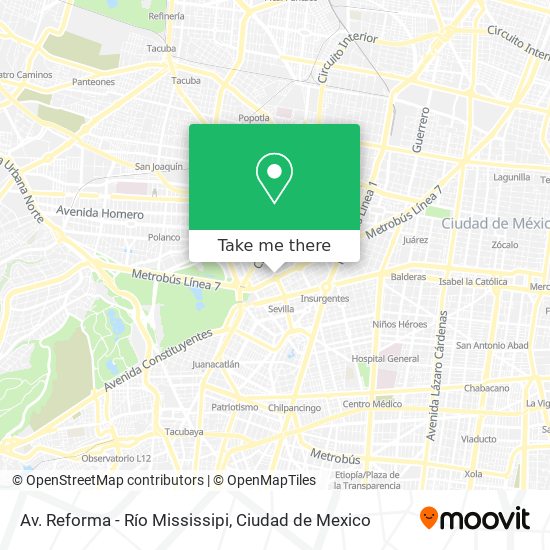 Mapa de Av. Reforma - Río Mississipi