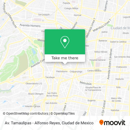 Mapa de Av. Tamaulipas - Alfonso Reyes