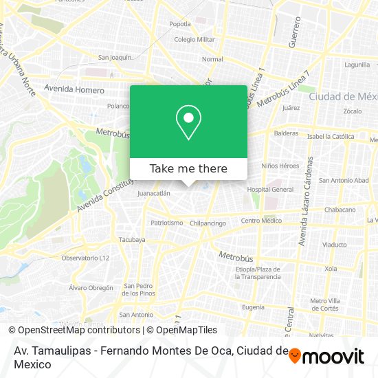 Av. Tamaulipas - Fernando Montes De Oca map